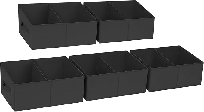 DIMJ Trapezoid Storage Bins for clothes - 5 Packs Closet Organizers and Storage Baskets, Foldable Closet Baskets with Handles and Divider, Closet Storage Bin Toybox for Shelves Living Room Bedroom by DiMJ