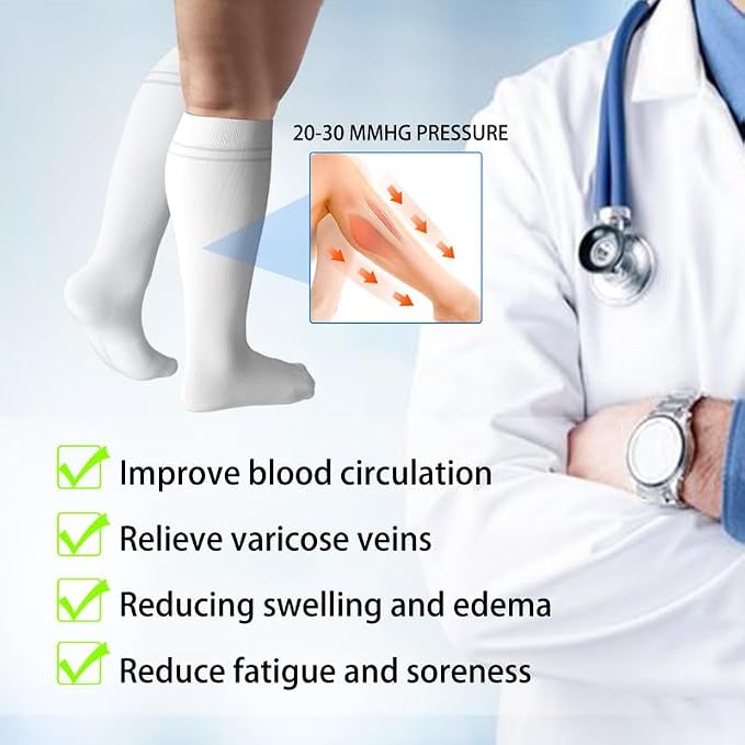 LEVSOX Viscose Made from Bamboo Compression Socks for Pregnant Women 20-30 mmHg Knee High Cute Mens Supports Socks for Travel - Image 6