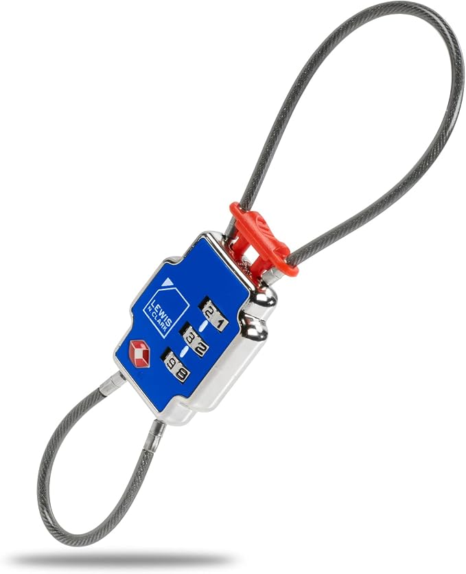 Lewis N Clark 3X Security Lock TSA Luggage Locks for Suitcases, Carry On, Laptop Bag, Set Combo to Create Secure Padlock for Travel, Vacation, Business, or Backpacking, Blue, 1 Pack by LewisNClark