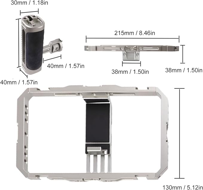 Universal Phone Cage, Aluminum Alloy Smartphone Video Rig with 30 1/4 Screw Holes and 6 Cold Shoe Mounts, for Action Cameras and Mirrorless Setups - Image 4