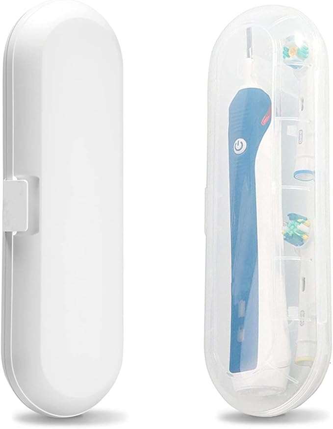 Fowecelt 2 Pack Electric Toothbrush Travel Case for Oral-B Pro and Other Electric Toothbrush, Portable Travel Toothbrush Holder (White & Clear) by Fowecelt
