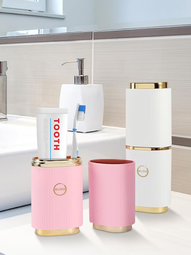 2 Pcs Travel Toothbrush Case, Portable Toothbrush Holder(White,Pink) | 8.27Inch Breathable Toothbrush Holder for Traveling Camping Business Trip School Bathroom - Image 9