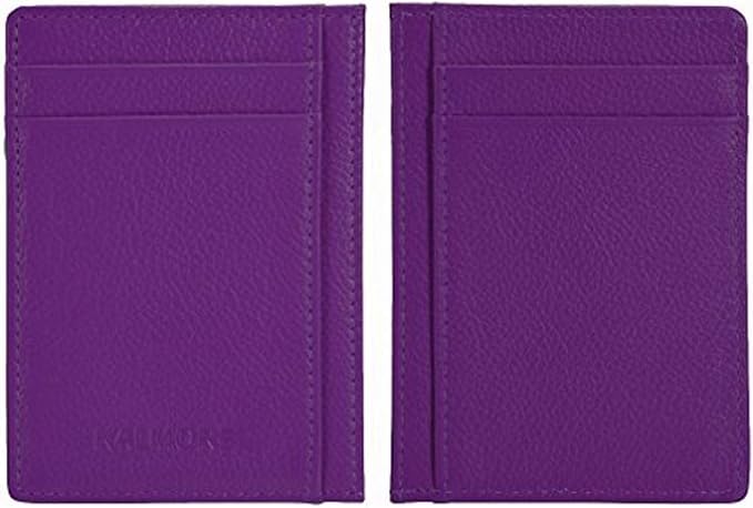 KALMORE womens Credit Holder Genuine Leather Slim Minimalist Card Case Wallet, Black With Id Window - Image 6