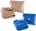 BlueHills Premium Soft Plush Travel Blanket Value Pack Set of 2 - Airplane Travel Essential Flight Blanket Throw in a case Compact Car Plane Travel Gift – Beige and Royal Blue. by BlueHills