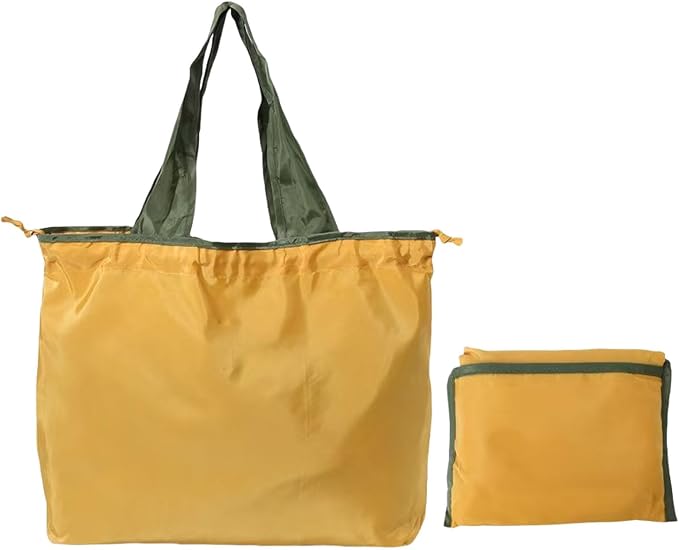 Reusable shopping tote bag, large capacity drawstring tightening top, foldable grocery tote bag, shoulder bag by Unknown