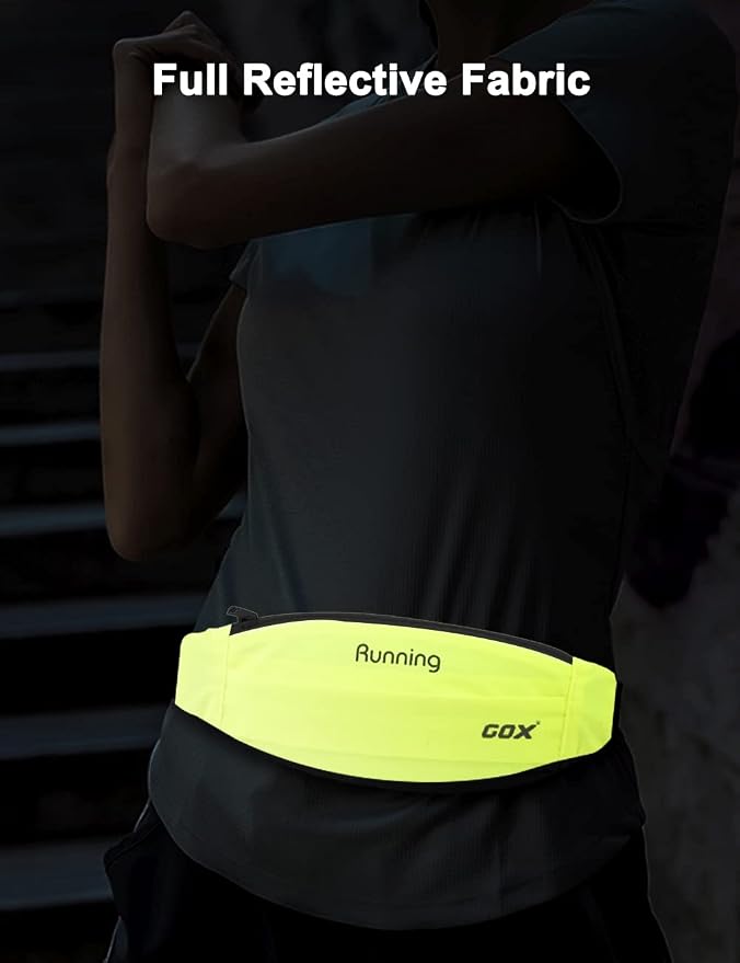 Gox Running Belt Fanny Pack, Slim Waist Pack for Phone Holder, Waterproof Athletic Pouch for Men Women Running Gym Hiking, Small Cross Body Sling Bag with Reflective (green) - Image 7