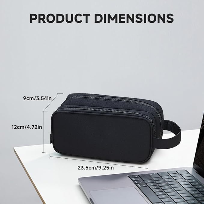 Teskyer Double Layer Cable Organizer Bag, Travel Tech Pouch, Black | Elastic Bands Organization, Water Resistant Fabric, Multiple Compartments, Padded Protection, Travel and Office Use - Image 2