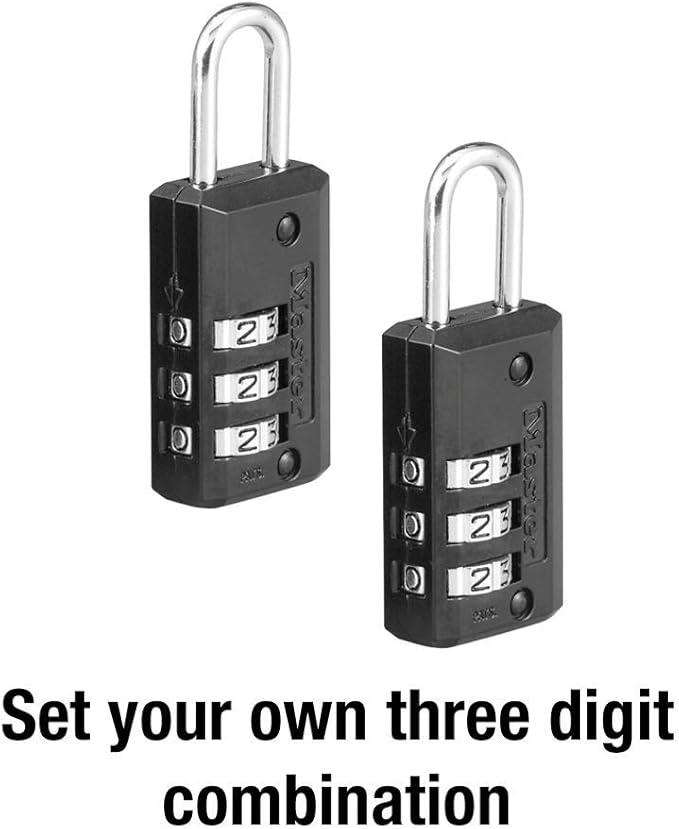 Master Lock Black Set Your Own Combination Luggage Lock, Custom Combo Suitcase Padlock for Travel Bags or Backpacks, 2 Pack, 646T - Image 4
