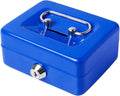 Jssmst Small Cash Box with Lock and Slot, Metal Coin Piggy Bank for Adults and Kids, Blue Locking Money Box by Jssmst