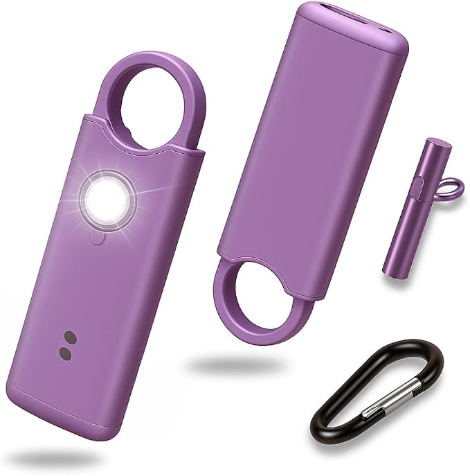 VOLTEK Metal Personal Alarm for Women (Purple) – 140dB Self Defense Safety Alarm Keychain, USB-C Rechargeable Emergency Alarm with Door & Window Sensor Mode by VOLTEK