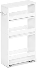 MARTY Slim Rolling Storage Cart, Wood Utility Kitchen Bathroom Laundry Cart | 4 Tier Kitchen Cart with Wheels Handle, Laundry Room Organization, Narrow Bathroom Storage Cabinet, 5.5" Wide Storage Trolley by MARTY