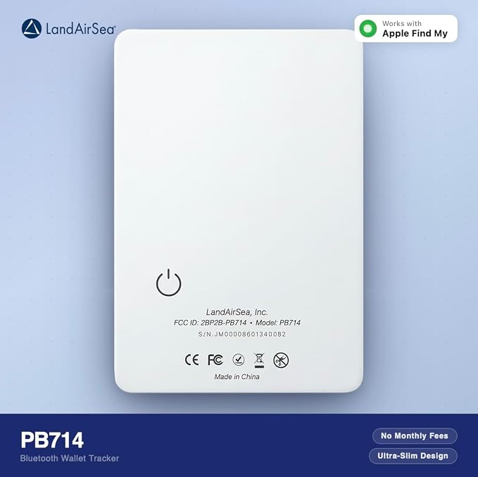 LandAirSea PB714 – Ultra-Slim Apple Find My Wallet Tracker with Secure Adhesive, No Monthly Fee Bluetooth Item Locator for Wallets, Passports & Luggage - Image 7