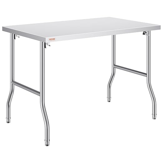 VEVOR Stainless Steel Foldable Work Table, 48 * 30 Inch Heavy Duty Food Outdoor Stainless Steel Worktable for Commercial Kitchen Restaurant - Image 12