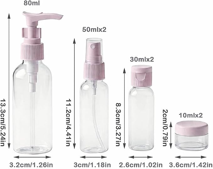 7 Pack Travel Bottles for Toiletries, TSA Approved Travel Size Containers with Toiletry Bag, Leak-Proof Liquid Containers for Shampoo, Conditioner, Lotion and Cosmetic (Light Pink) - Image 2