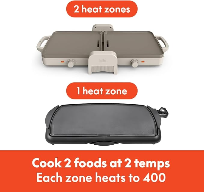 bella 10"x20" Fold and Store Griddle, Non-Toxic, Ceramic Coating, Oatmilk - Image 4
