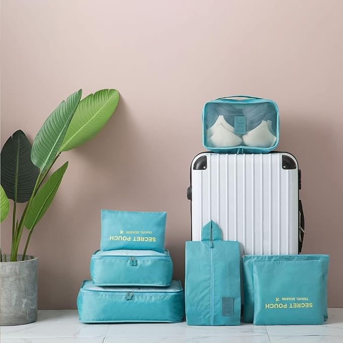 Packing Cubes for Suitcases - 7 Pieces, Light Packing Cubes for Travel, Suitcase Organizer Bags Set, Luggage Organizers for Suitcase, Water-Resistant Travel Essentials, Nile Blue - Image 2