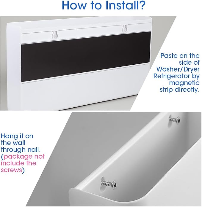 Picowe 3 PCS Magnetic Laundry Storage, Magnetic Storage Box for Laundry Room, Kitchen, Bathroom, Office, Space-Saving Trash Container Hanging on Dryer, Washer or Wall Mount Trash Bin (White) - Image 7