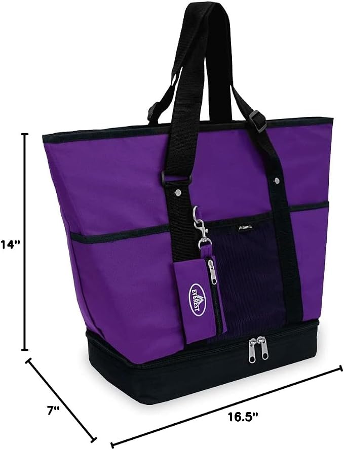 Everest Luggage Deluxe Shopping Tote, Dark Purple/Black, Dark Purple/Black, One Size - Image 7