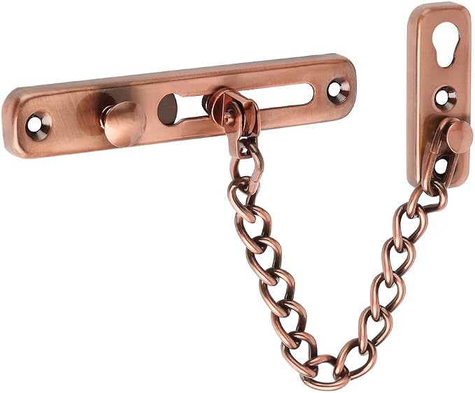 Alise Door Chain Lock,Door Security Chain Lock for Inside Door,Red Bronze | Stainless Steel,Door Chain Lock Guard with Spring Anti-Theft Press Button,Door Lock Latch for Front Door by Alise