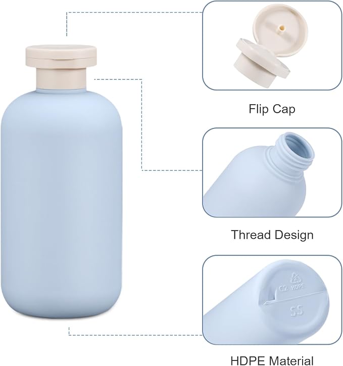 3 PACK Travel Shampoo Bottle, Empty Plastic Squeeze Bottles 6.8oz with Flip Cap, Lotion Container for Toiletries Travel Size Shampoo and Conditioner - Image 3