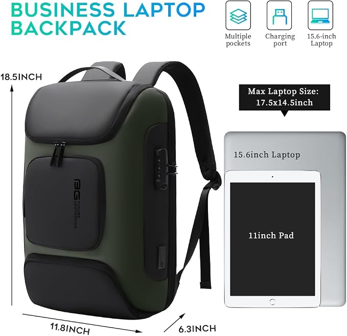 BANGE Business Backpack with USB Charging Port, Anti Theft Laptop Backpacks Fit for 15.6 INCH,Men Travel Backpack with Water Bottle Holder for Men and Women - Image 5