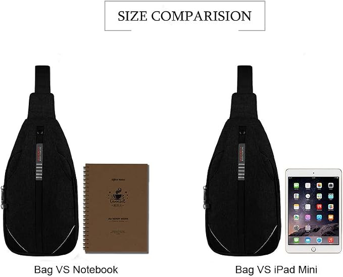 WATERFLY Small Crossbody Sling Backpack Anti Theft Backpack for Traveling Chest Bags for Men&Women Multipurpose Casual Daypack Hiking Shoulder Bag (Black) - Image 9