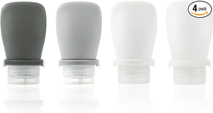 Starfa 4 Pack Silicone Travel Bottles (1oz),Leakproof Mini Lotion Bottles & Dressing Containers with Lids,Reusable Toiletry Squeeze Tubes for Shampoo,Conditioner,and Condiments by starfa+lab