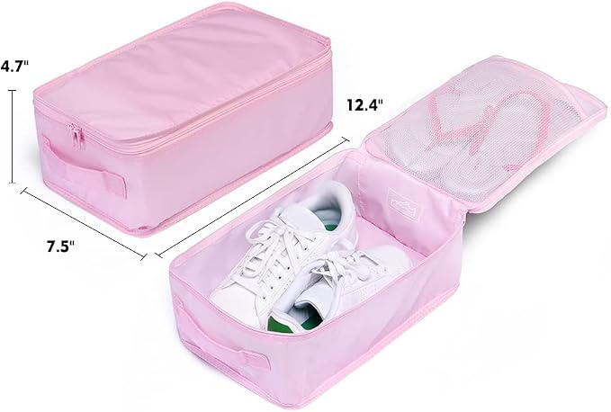 Travel Shoe Bags, Foldable Waterproof Shoe Pouches Organizer-Double Layer (8 Pink Shoe Bags) - Image 4