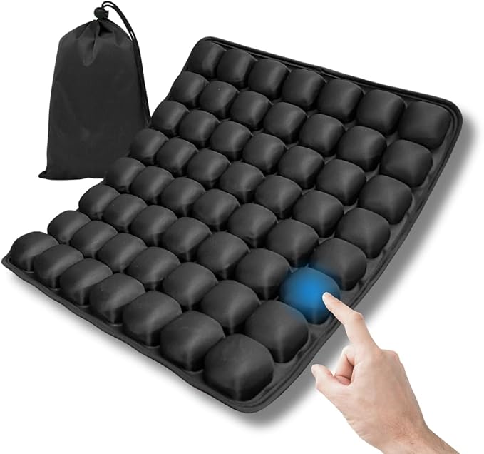 Travel Cushion, Inflatable Airplane Seat Cushion for Flights & Cars | Ergonomic design for tailbone support & pain relief. Lightweight for long flights, car, office & wheelchairs. by Unknown