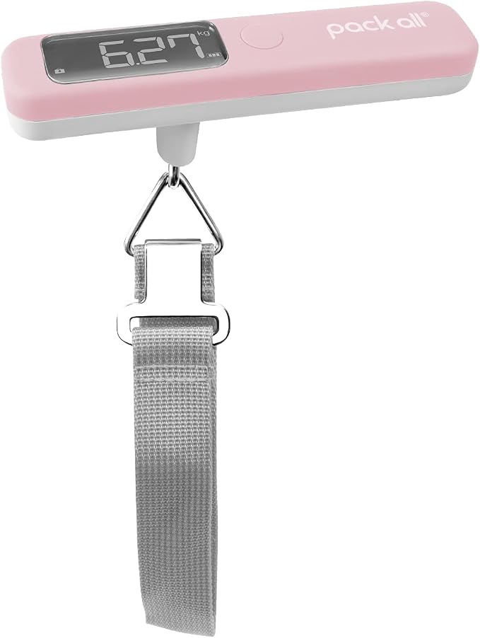 pack all Digital Luggage Scale for Travel, 110Lbs Capacity, 0.1Lb Precision | Handheld, Backlit LCD Display, Lb/Kg/Oz Conversion, Tare Function, Battery Included by packall