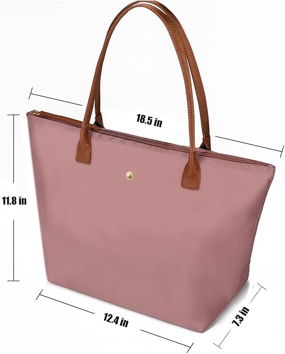 Nylon Tote Bag for Women, Shoulder Foldable Tote with Zipper | GM LIKKIE Large Capacity Waterproof Travel Work Top-handle Everyday Purse, Lightweight Weekend Hobo Handbag - Image 2
