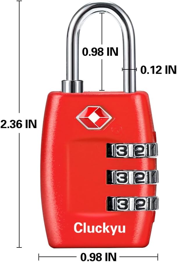 TSA Luggage Locks (4Pack) - 3 Digit Combination Padlocks - Approved Travel Lock for Suitcases & Baggage (Red) - Image 5