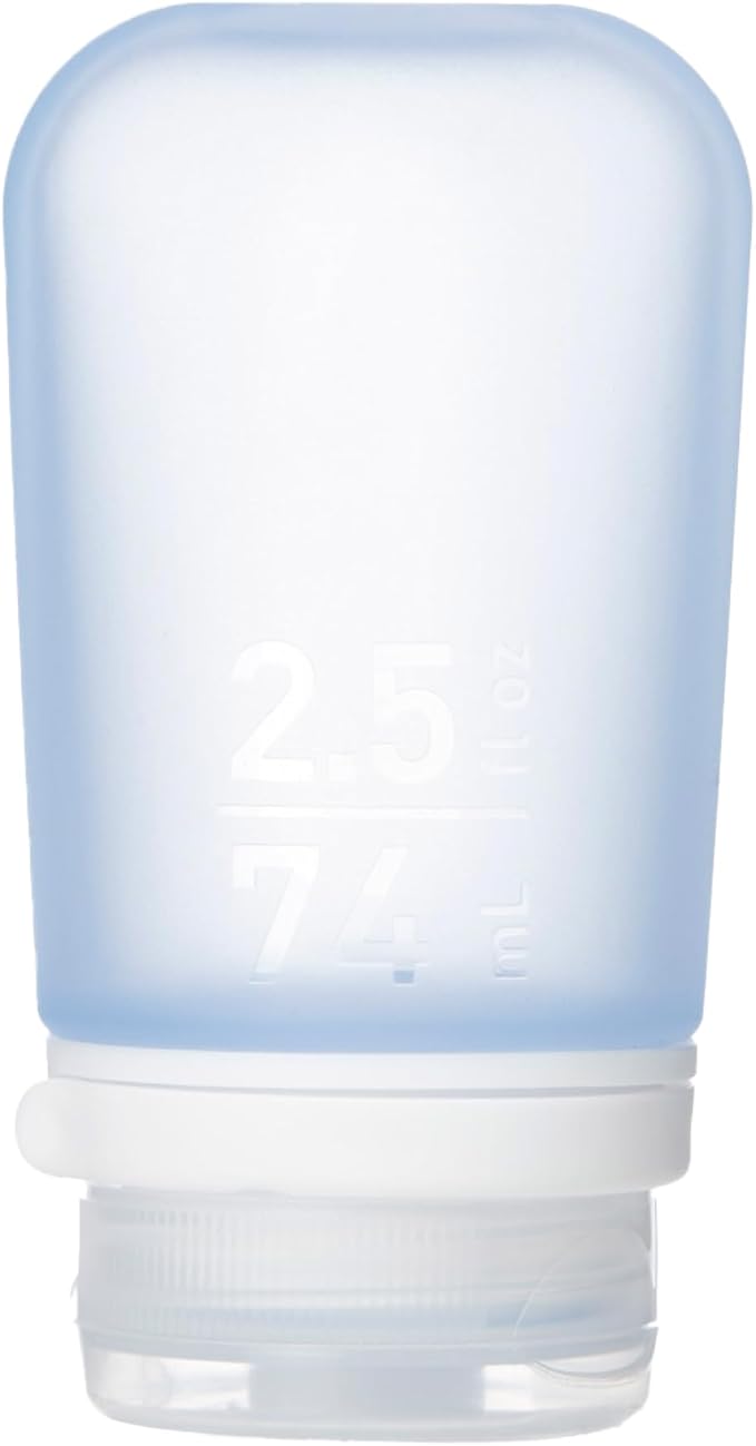 humangear GoToob+ (Medium) | Refillable Silicone Travel Bottle | Locking Lid | Food-Safe Material | Blue, Medium (2.5 fl.oz.; 74ml) | Refillable & Leak-Proof Silicone Travel Size Bottles with Locking Cap for Toiletries, Camping & TSA Carry-On by humangear