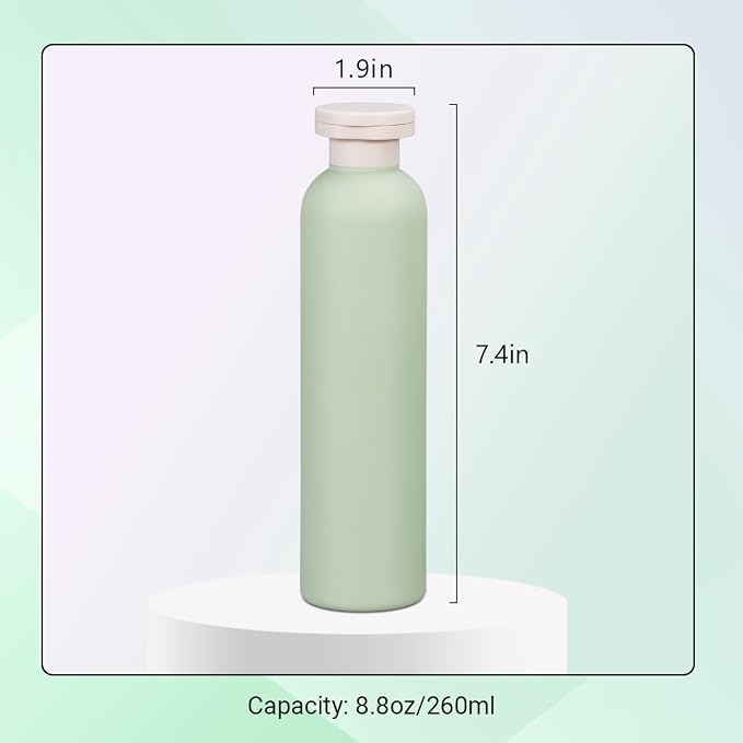 Travel Shampoo Bottle, Empty Plastic Squeeze Bottles 8.8oz with Flip Cap, Lotion Container for Toiletries Travel Size Shampoo and Conditioner - Image 3