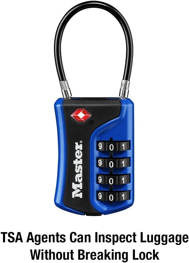 Master Lock TSA Approved Combination Luggage Lock 3-Pack Assorted 4697EC3 | TSA Accepted Set Your Own 4-digit Combination Lock Secure Suitcases, Backpacks For Travel 1-3/8" Wide 1-1/2" Long - Image 3
