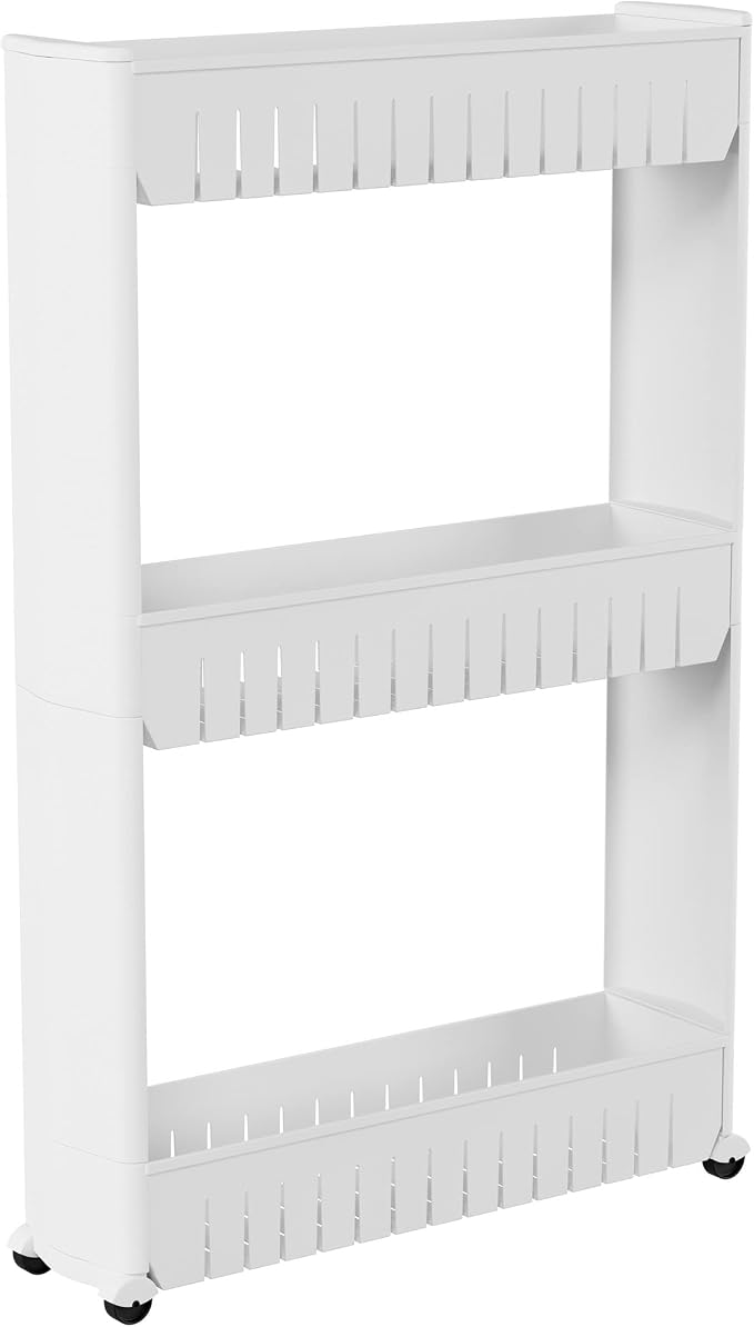 Lavish Home 3 Tier Shelf Rolling Cart - Narrow-Space Kitchen or Bathroom Shelf Organizer Cart - Slim Slide-Out Storage Shelves for Kitchen, Bathroom, Laundry and Pantry - Image 9