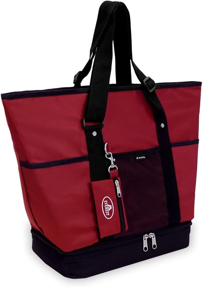Everest Luggage Deluxe Shopping Tote, Burgundy/Black, Burgundy/Black, One Size by EVEREST%C2%AE+Retail