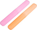 VOCOSTE 2Pcs Travel Toothbrush Case, Pink&Orange | Moisture-Proof Keeps Brush Fresh, Compact for Tight Bags, 2-Pack for Sharing, Essential for Couples by VOCOSTE