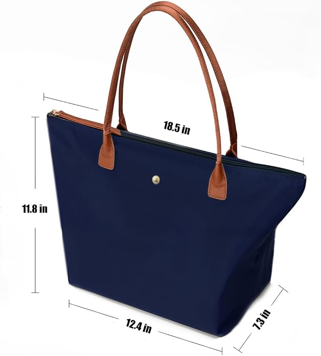 Nylon Tote Bag for Women, Shoulder Foldable Tote with Zipper | GM LIKKIE Large Capacity Waterproof Travel Work Top-handle Everyday Purse, Lightweight Weekend Hobo Handbag - Image 3