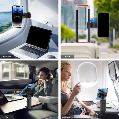 Airplane Phone Holder Clamp Replacement Desk Clamps with 17mm Ball Head Joint C-Clamp Phone Stand for MagSafe Car Mount Charger Phone Clips Flight Travel Essentials Flying Tray Table - Image 4