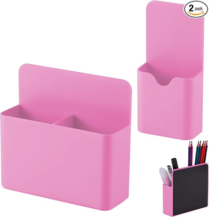 KITANIS Magnetic Pen Holder,2 Pack Magnetic Dry Erase Marker Holder with Generous Compartments,Strong Magnet Storage Marker Pen Pencil Organizer for Refrigerator,Whiteboard,Locker Accessories by KITANIS