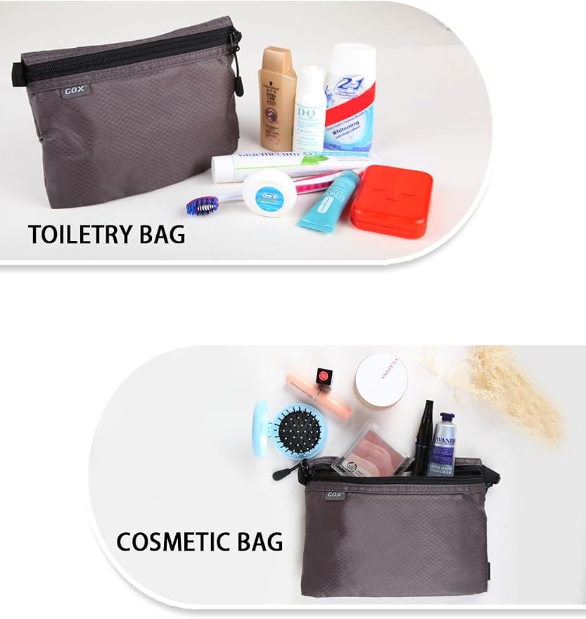 GOX Small Toiletry Bag for Men Bulk Cosmetic Bag Dopp Kit Carry On Zipper Pouch Organization Nylon Packing Sack Wate Repellent(Grey) - Image 9