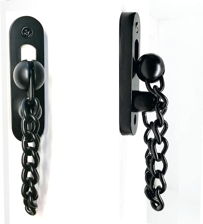 Door Chain Lock, 3mm Extra-Thick Ss304 Stainless Steel Solid Door Security Chain Guard, Heavy Duty Door Chain for Inside Door (Black) - Image 4