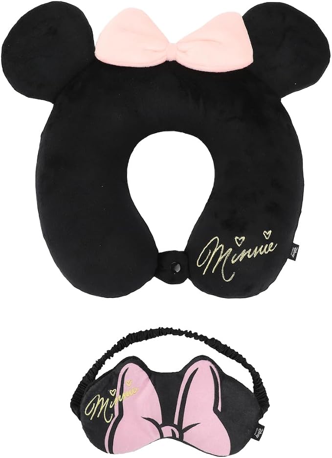 Bioworld Disney Minnie Mouse-Inspired 3-Piece Neck Pillow Eye Mask Set by Bioworld