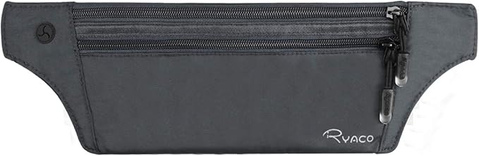 Ryaco Money Belt, Slim Passport Holder RFID Blocking Hidden Wallet Travel Essentials Pouch for Women Men With Adjustable Strap Waist Bag to Protect Cash, Credit Cards and Documents by Ryaco