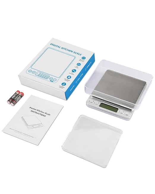 AMIR Digital Kitchen Scale, 3000g 0.01oz/ 0.1g Pocket Coffee Scale, Mini Food Scale, Pro Electronic Jewelry Scale with Back-Lit LCD Display, Tare & PCS Functions, Stainless Steel, Batteries Included - Image 8