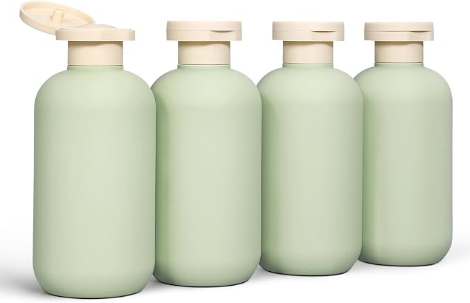 DEMORA 6.6oz Travel Bottles for Toiletries, Larger Plastic Travel Squeeze Bottles Leak Proof Refillable Toiletry Containers with Flip Caps and Labels for Shampoo Conditioner Lotion (Green, 4 Pcs) - Image 8