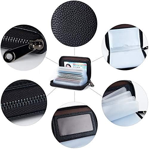 Genuine Leather Credit Card Holder Wallet RFID Blocking Secure Card Case ID Case Organizer Zipper Wallet (A-Classic Black) - Image 5