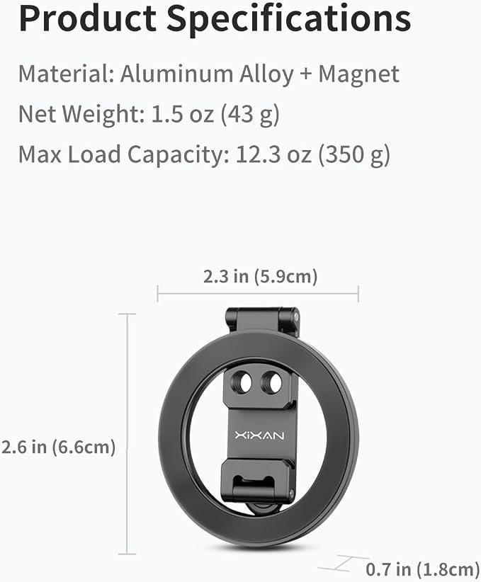 Universal Magnetic Phone Holder with Tripod & Camera Mount Adapter | Aluminum, 1/4" Thread & Cold Shoe, Fits iPhone MagSafe, 360° Rotatable, Foldable, Portable Design for Photography/Video/Vlog - Image 8