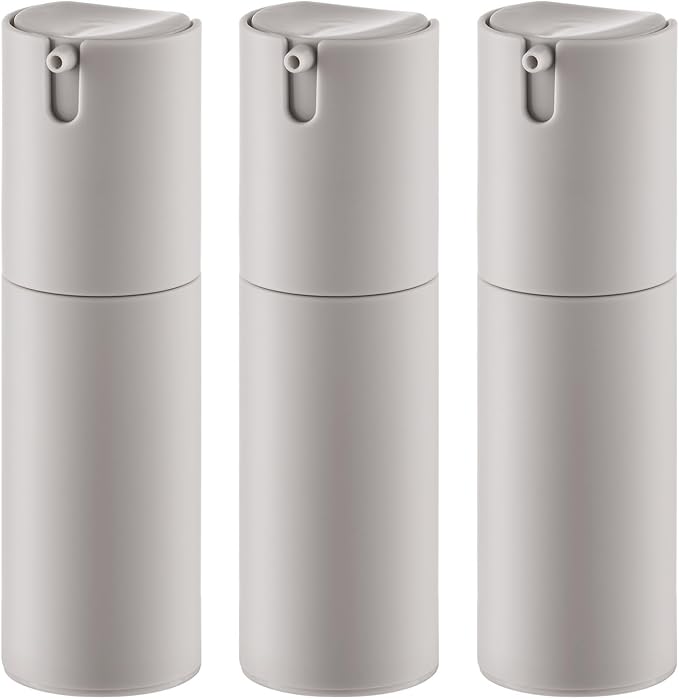 Lulupack Airless Pump Bottles Travel Size, 1 oz 3 PCS Refillable Container | Plastic lotion dispenser, for face cream moisturizer, small skincare, shampoo soap, empty toiletry, cosmetic, leakproof TSA by Befragrancemate